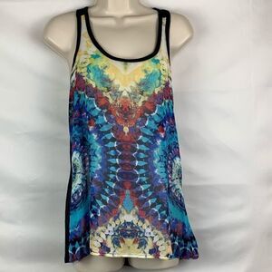Bisou Bisou Racer Back print sheer floral tank